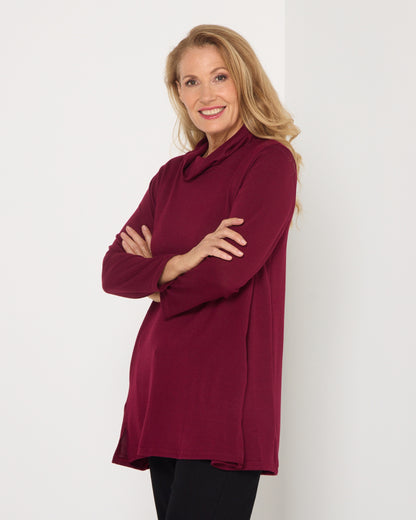 Lina Cowl Knit Tunic - Burgundy