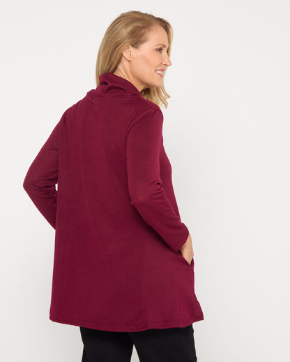Lina Cowl Knit Tunic - Burgundy