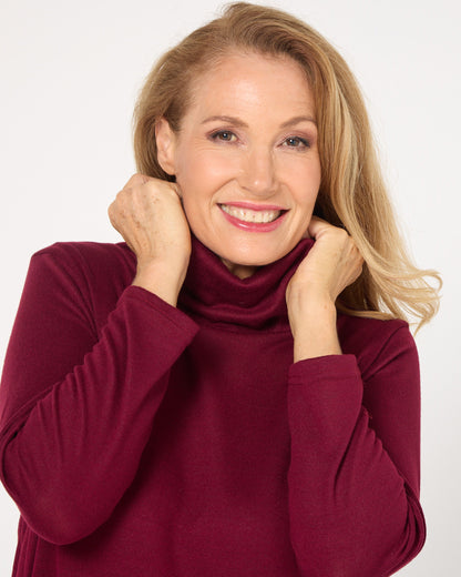 Lina Cowl Knit Tunic - Burgundy