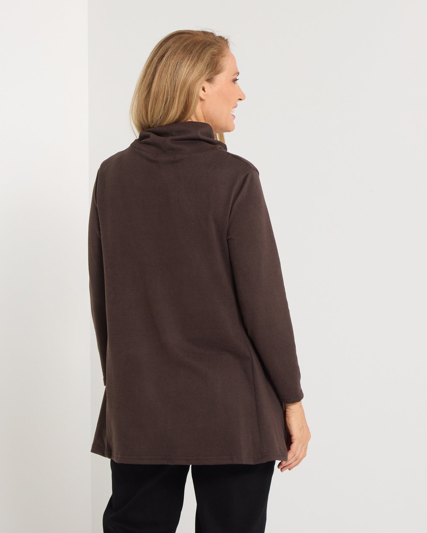 Lina Cowl Knit Tunic - Chocolate