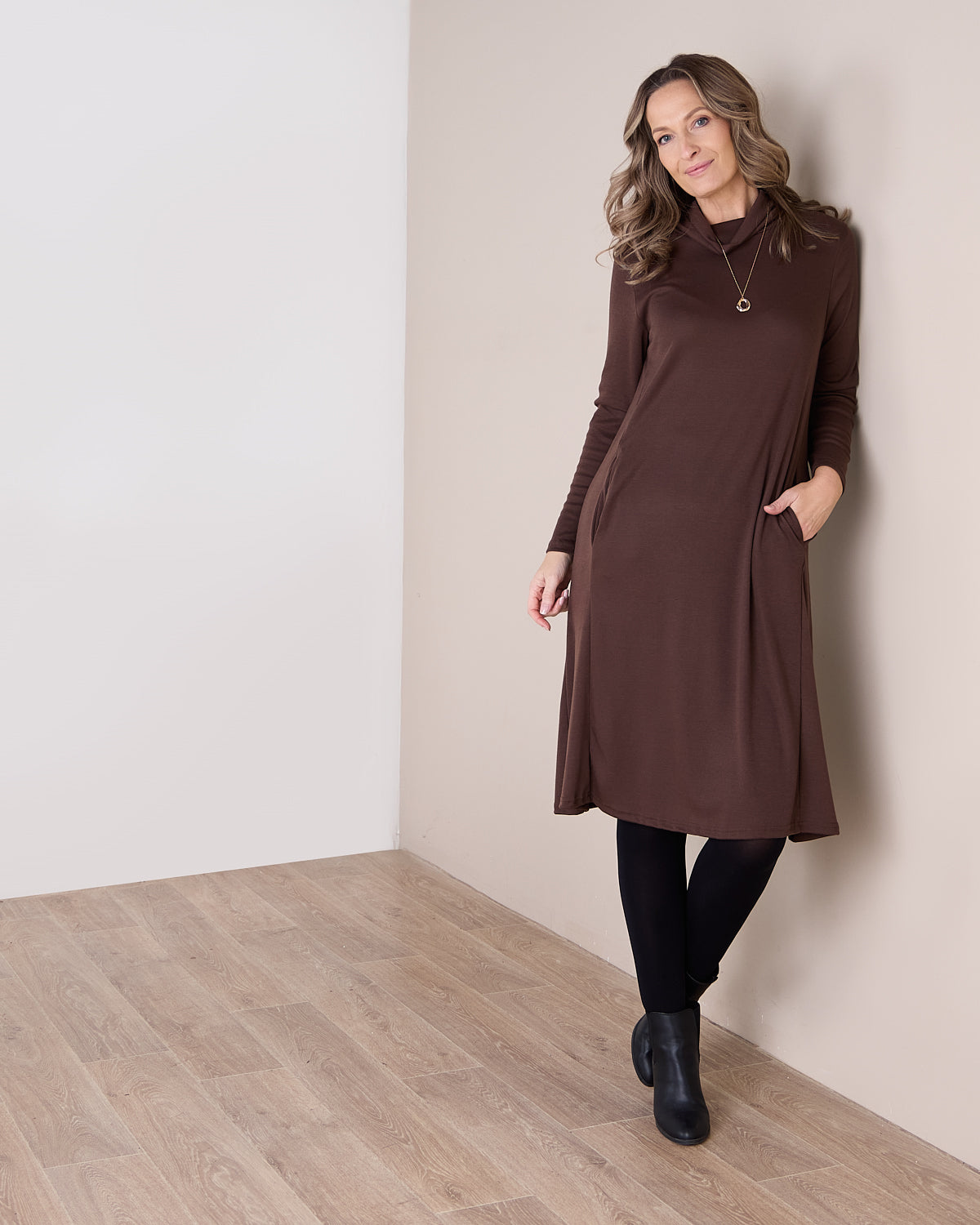 Astrid Tunic Dress - Chocolate  TULIO Fashion