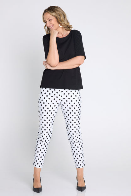 Dana Bengaline Capri Pants - White/Black Spot