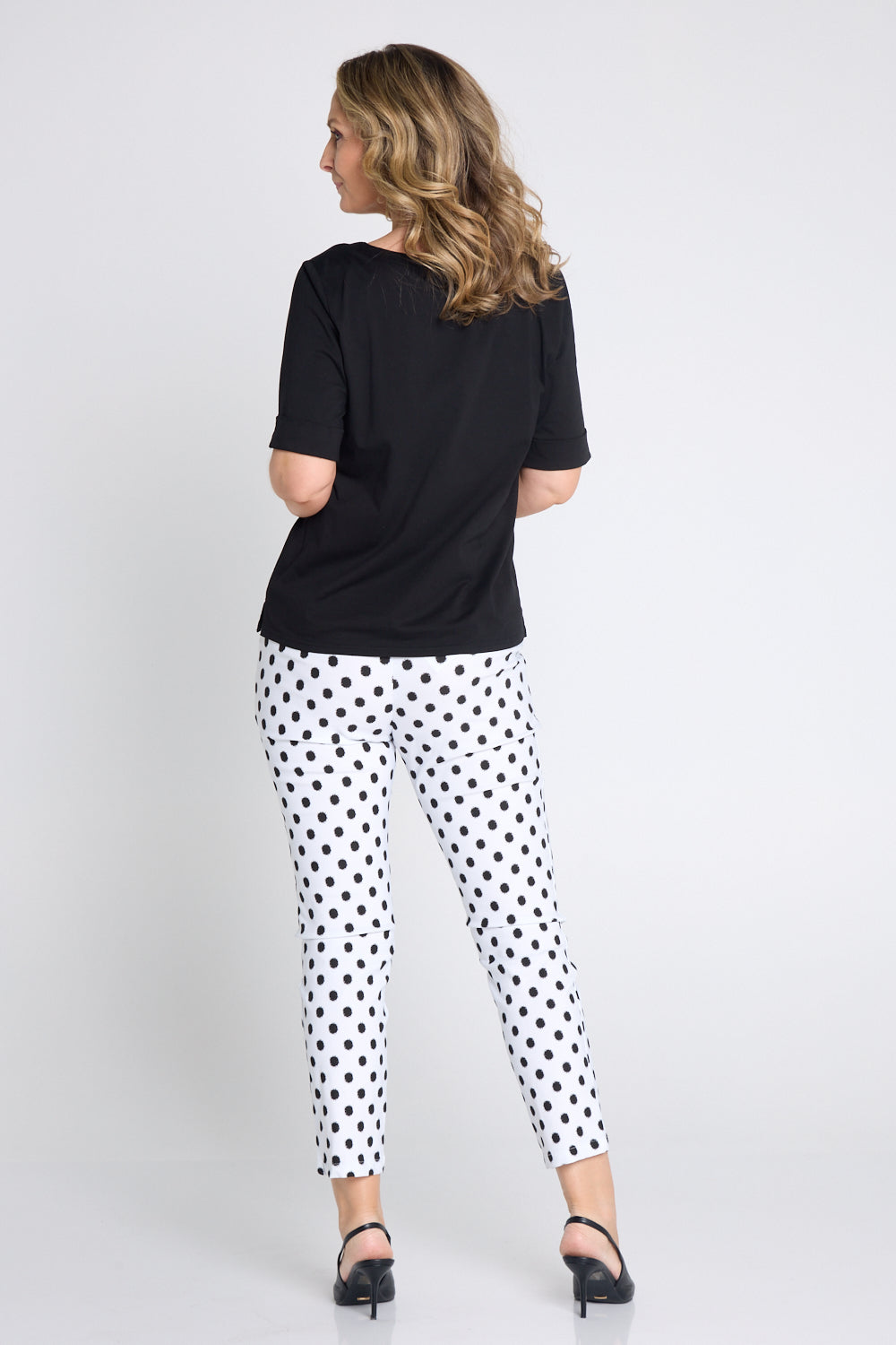 Dana Bengaline Capri Pants - White/Black Spot