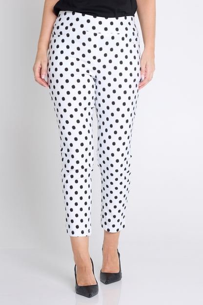 Dana Bengaline Capri Pants - White/Black Spot