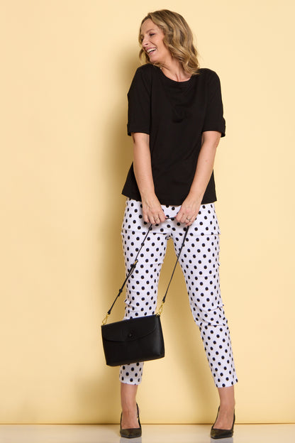 Dana Bengaline Capri Pants - White/Black Spot