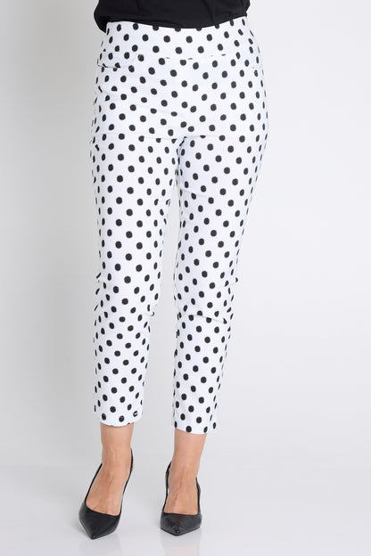 Dana Bengaline Capri Pants - White/Black Spot