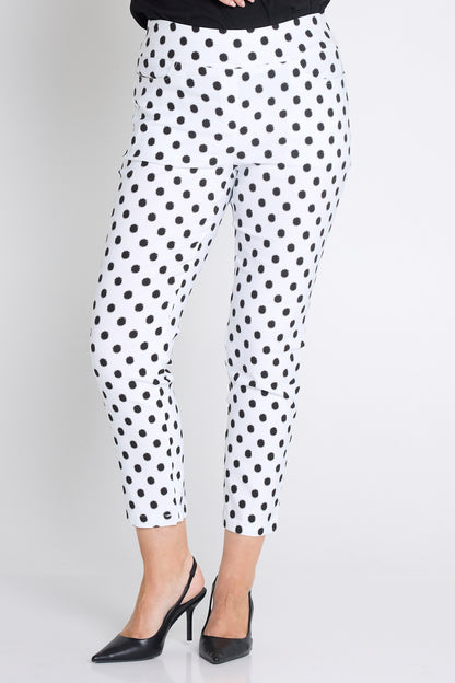 Dana Bengaline Capri Pants - White/Black Spot