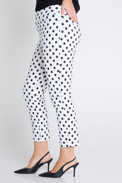 Dana Bengaline Capri Pants - White/Black Spot