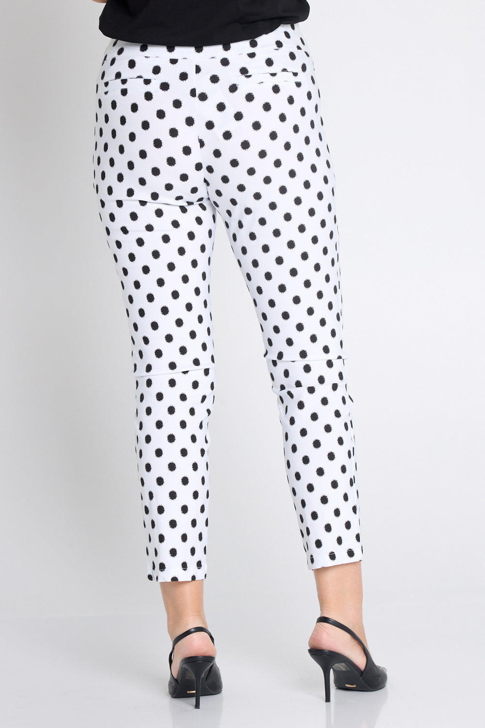 Dana Bengaline Capri Pants - White/Black Spot