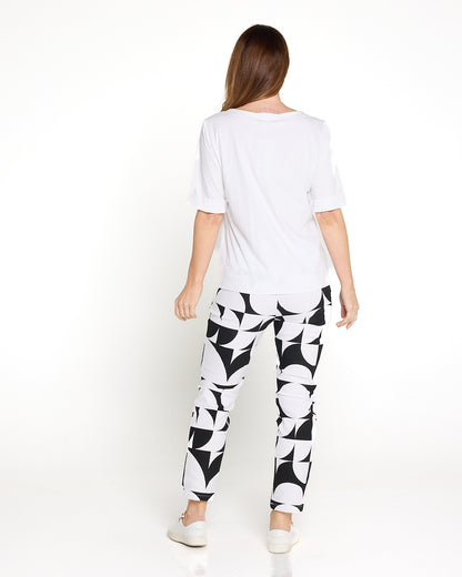 Dana Pants - Black & White Geometric
