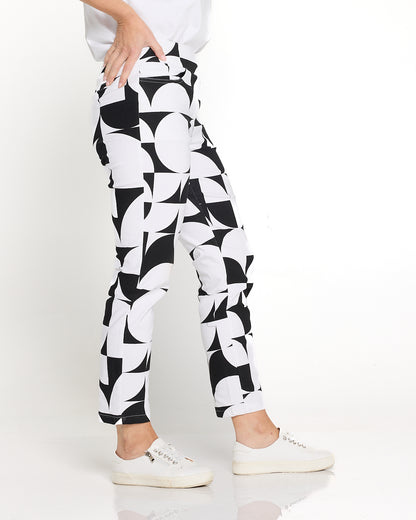 Dana Pants - Black & White Geometric