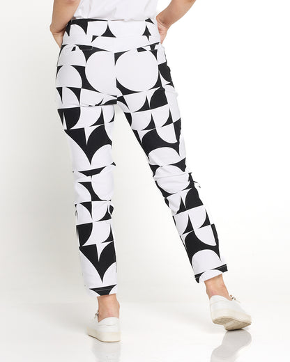 Dana Pants - Black & White Geometric