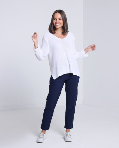 Dana Bengaline Capri Pants - Navy