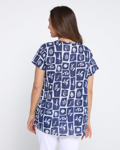 Carmody Cotton Pintuck Top - Denim