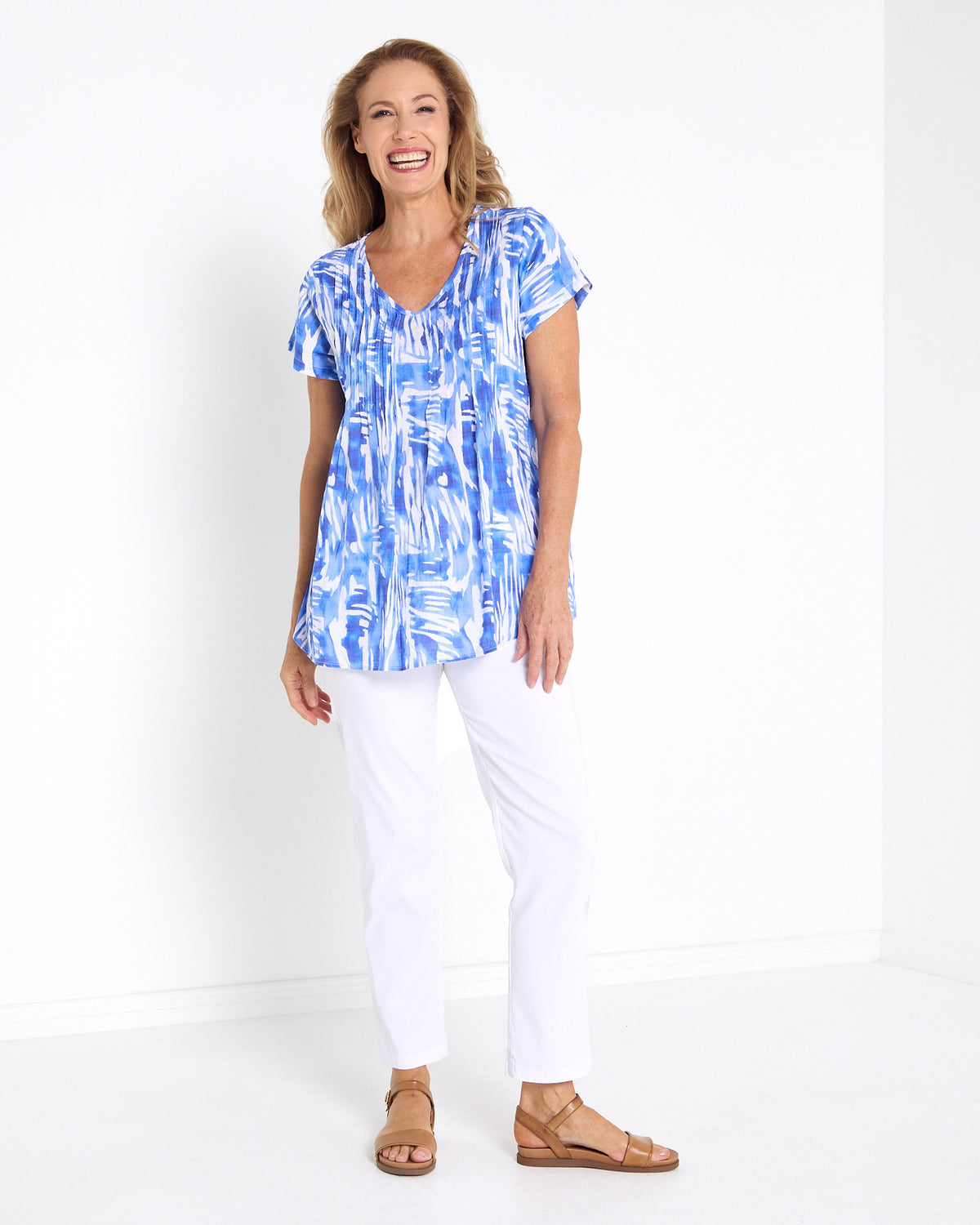 Carmody Cotton Pintuck Top - Blue Wash