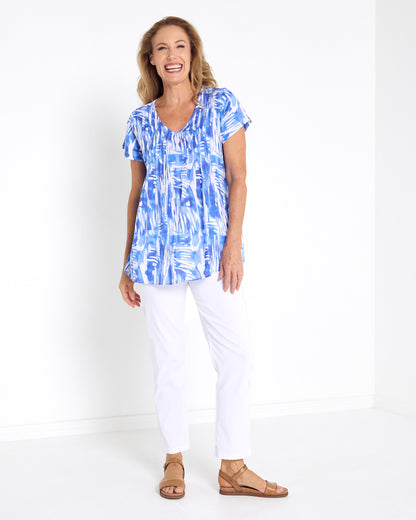 Carmody Cotton Pintuck Top - Blue Wash