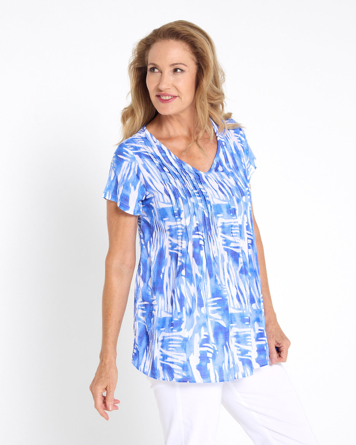 Carmody Cotton Pintuck Top - Blue Wash