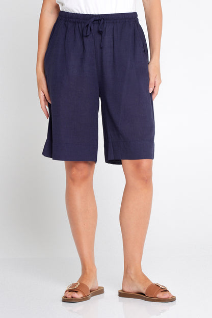 Marissa Cotton & Linen Shorts - Navy