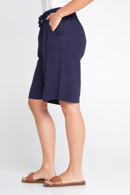 Marissa Cotton & Linen Shorts - Navy