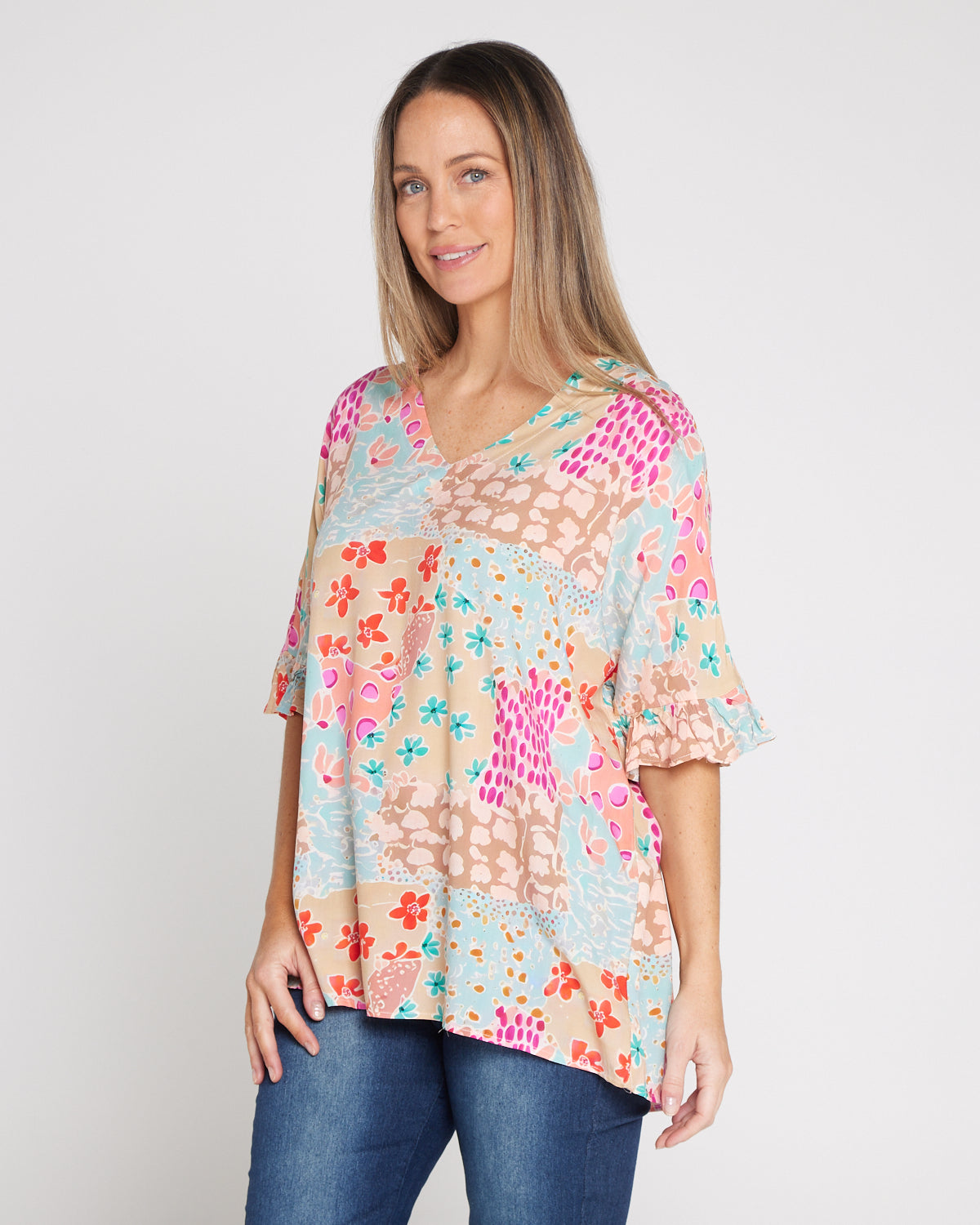 Farren Top - Pastel Floral Collage