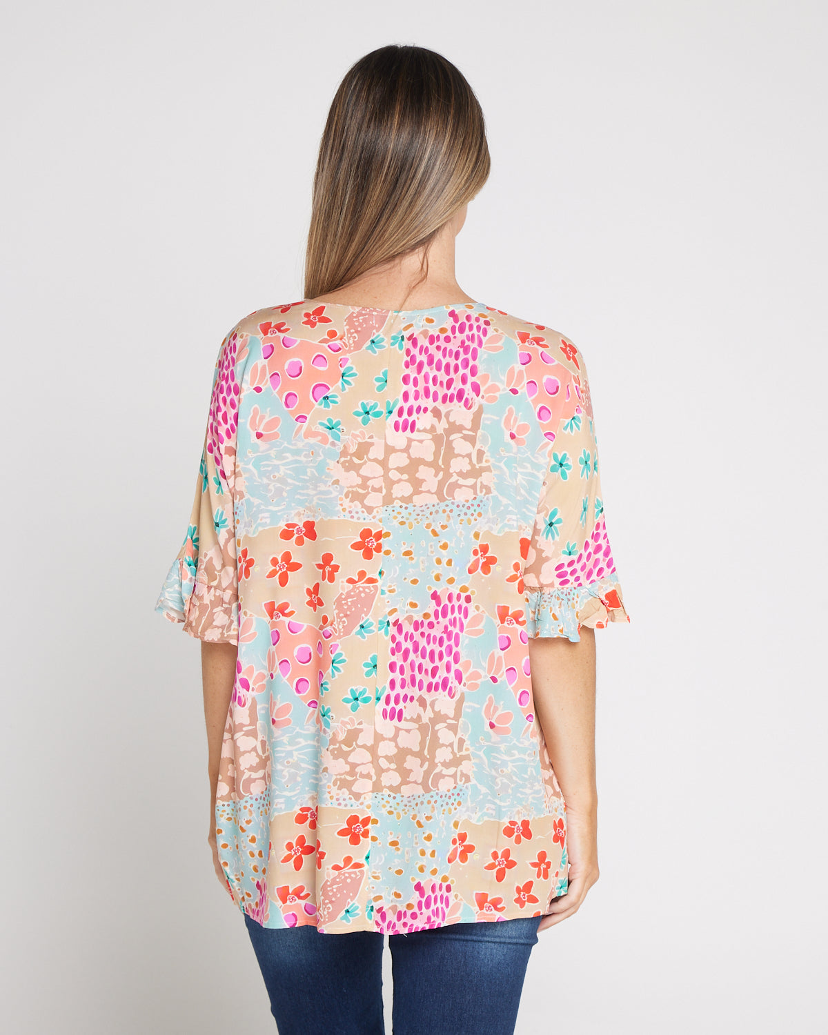 Farren Top - Pastel Floral Collage