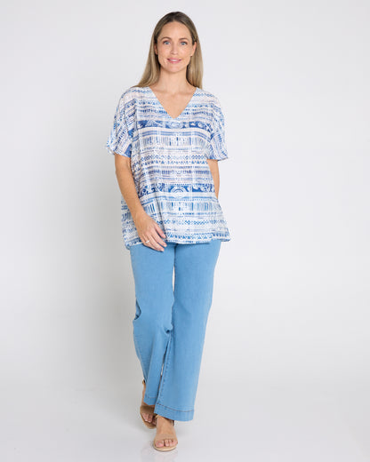 Sasha Embroidered Top - Nautical Breeze