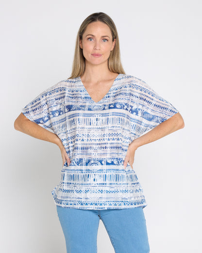 Sasha Embroidered Top - Nautical Breeze