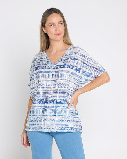 Sasha Embroidered Top - Nautical Breeze