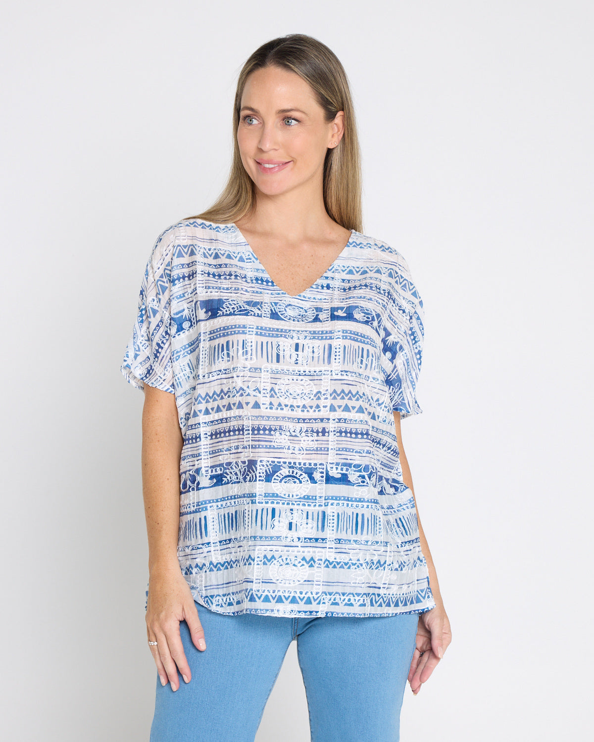 Sasha Embroidered Top - Nautical Breeze