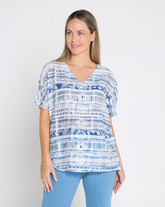 Sasha Embroidered Top - Nautical Breeze