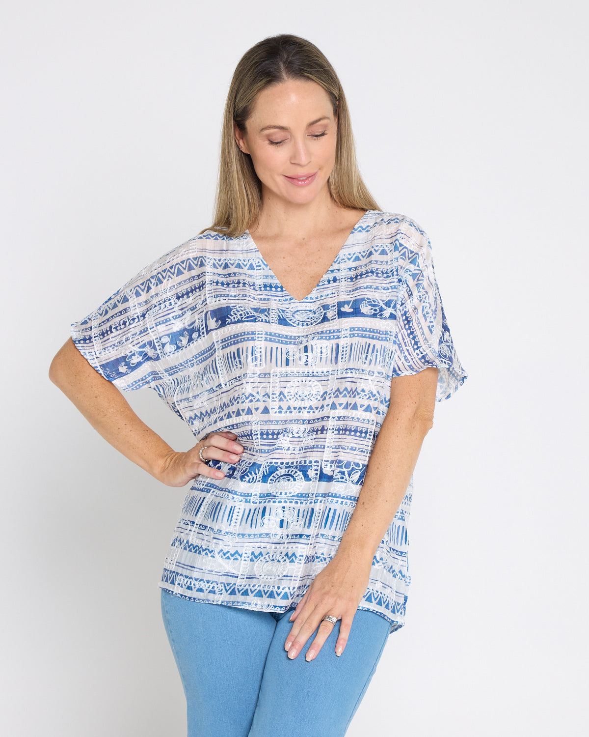 Sasha Embroidered Top - Nautical Breeze