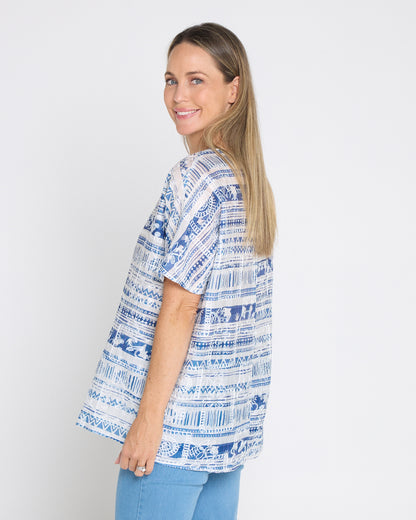 Sasha Embroidered Top - Nautical Breeze