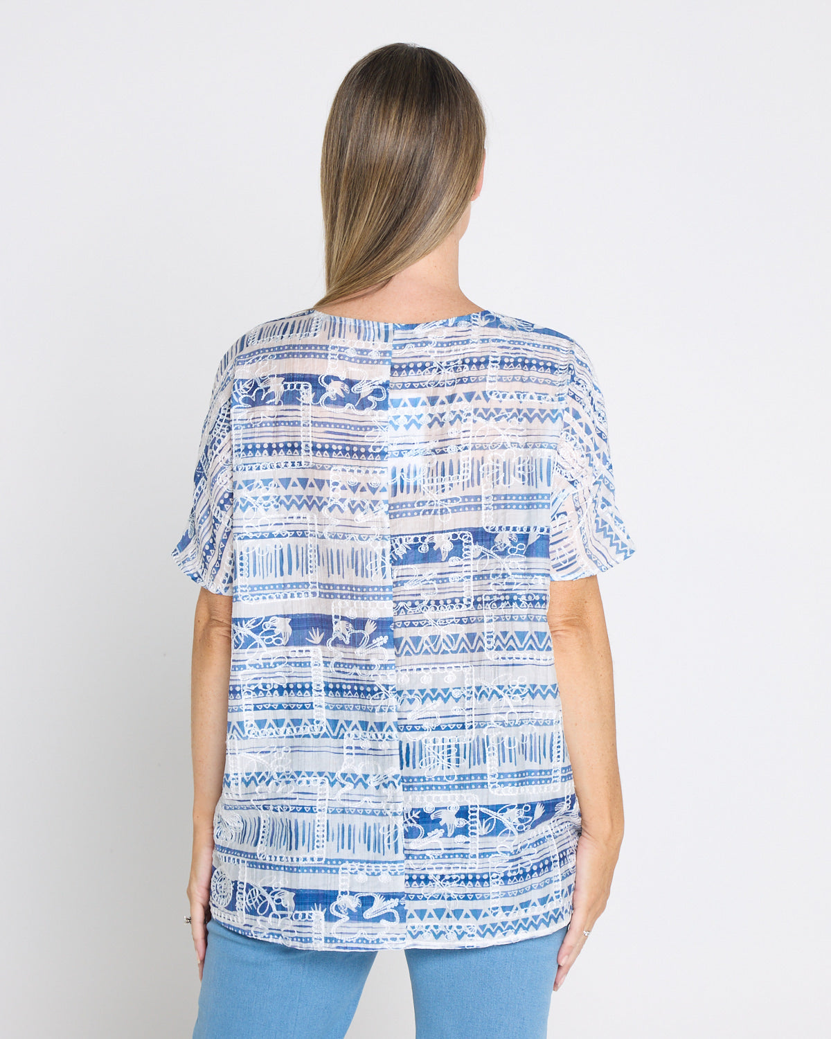 Sasha Embroidered Top - Nautical Breeze