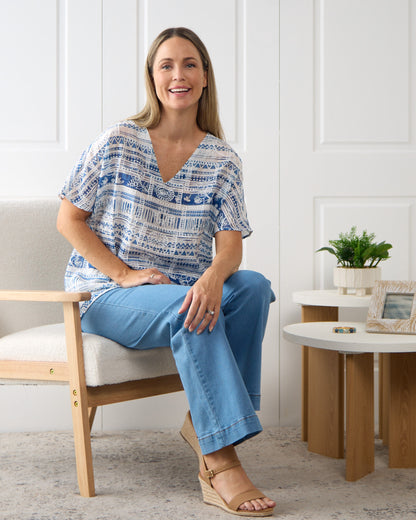 Sasha Embroidered Top - Nautical Breeze