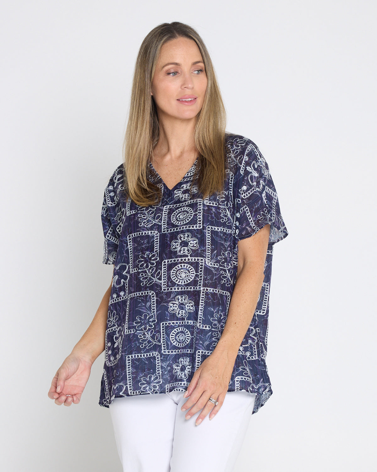 Sasha Embroidered Top – Midnight