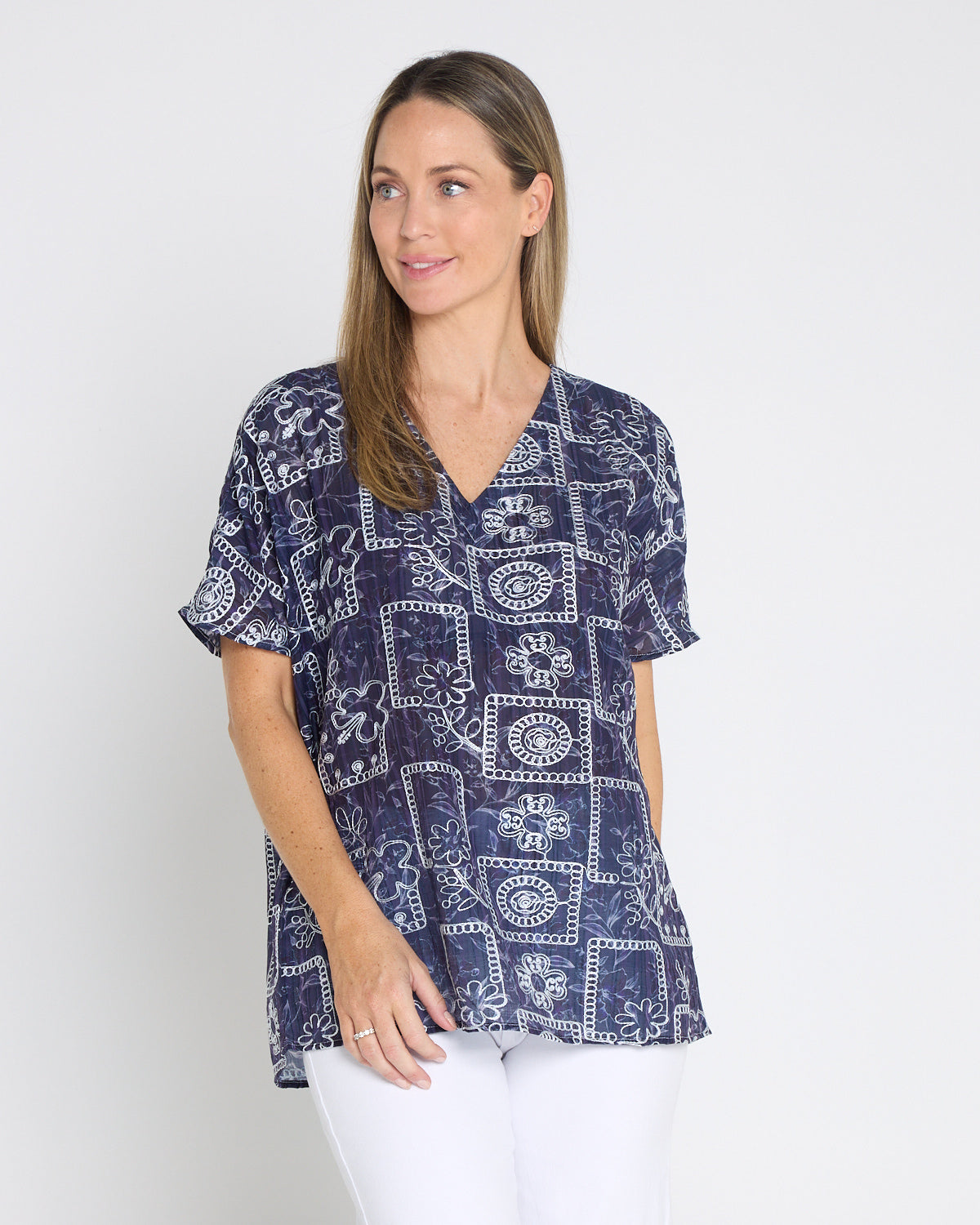 Sasha Embroidered Top – Midnight