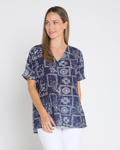 Sasha Embroidered Top – Midnight