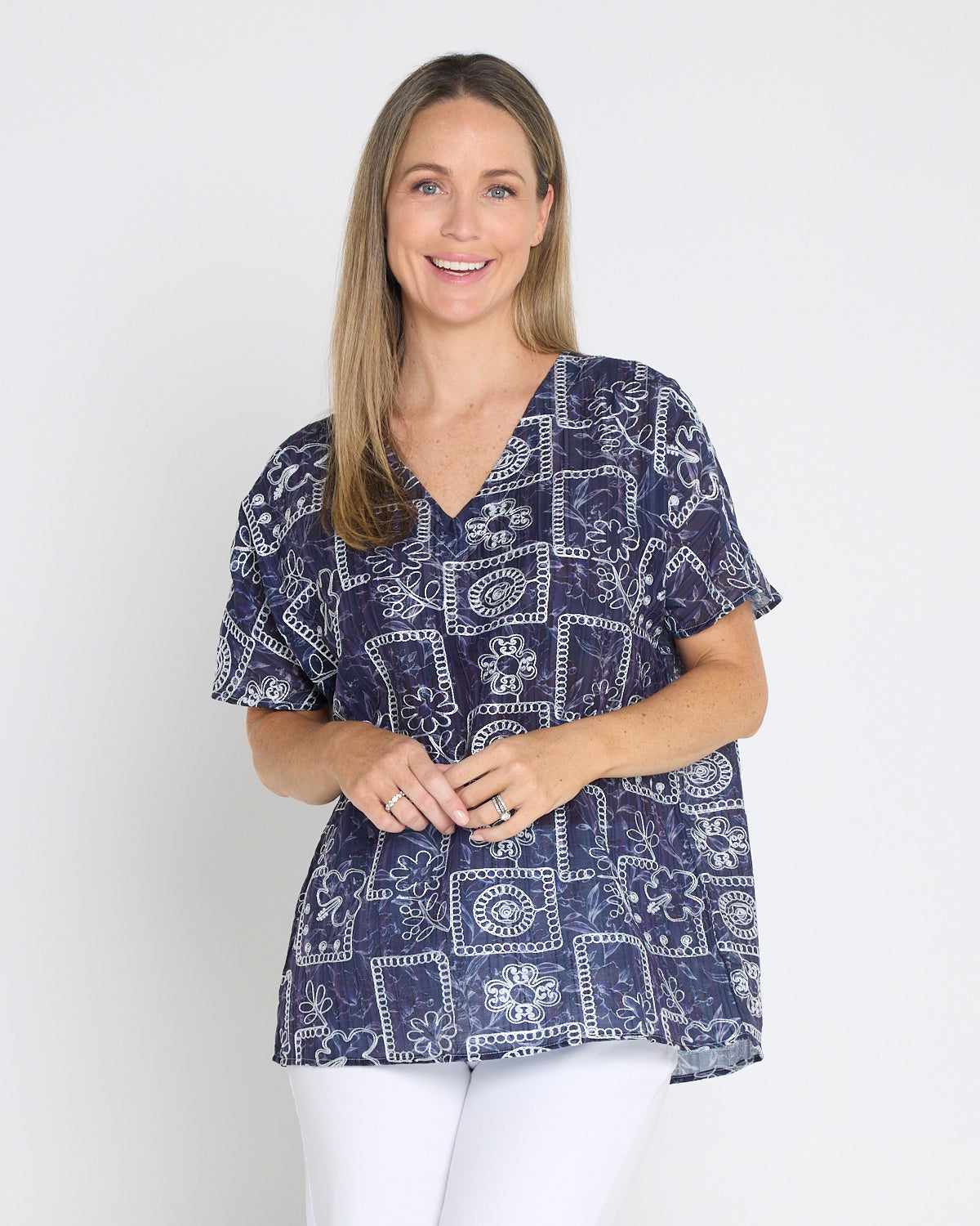 Sasha Embroidered Top – Midnight