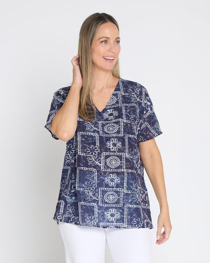 Sasha Embroidered Top – Midnight