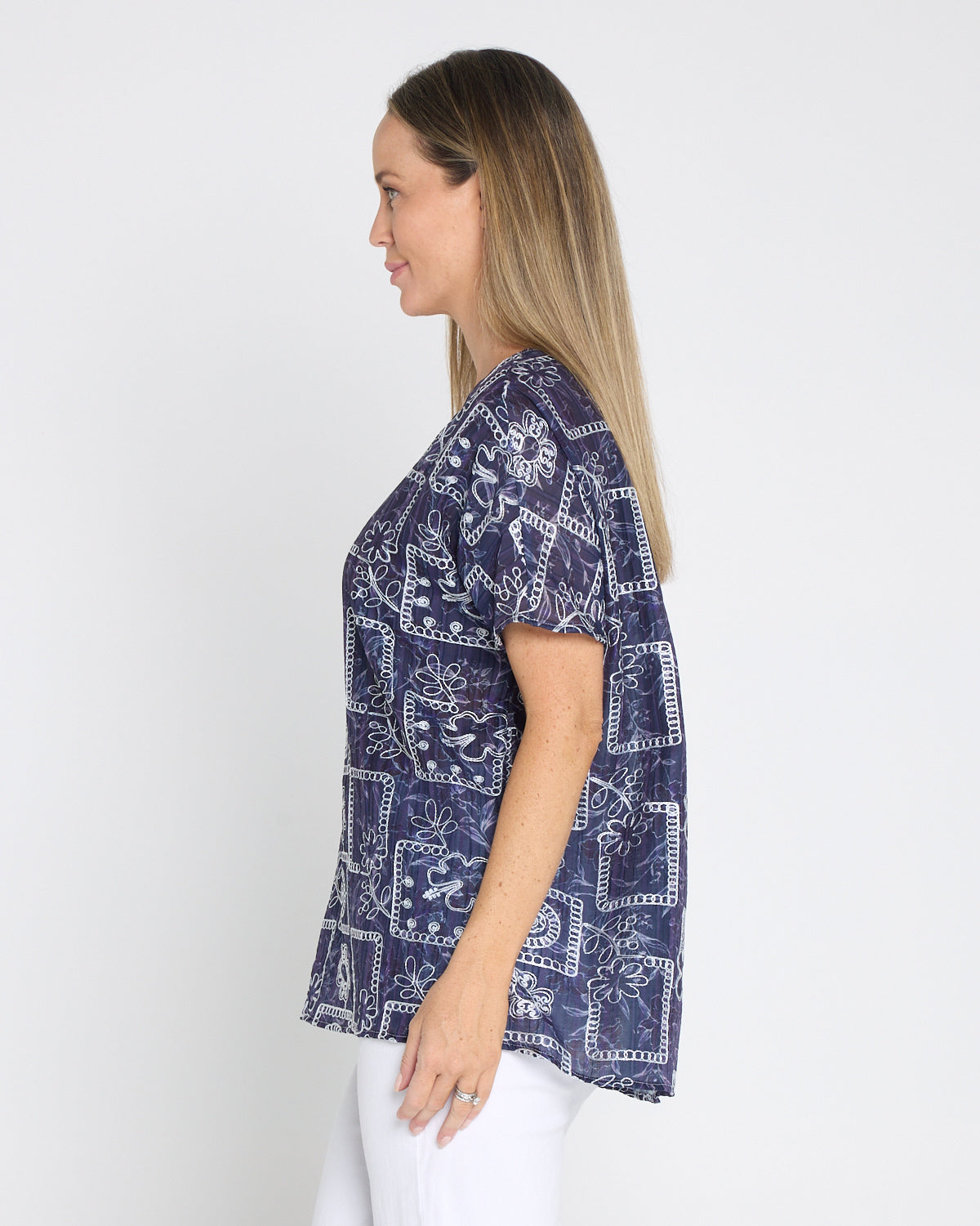 Sasha Embroidered Top – Midnight