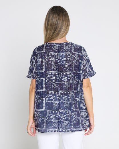 Sasha Embroidered Top – Midnight