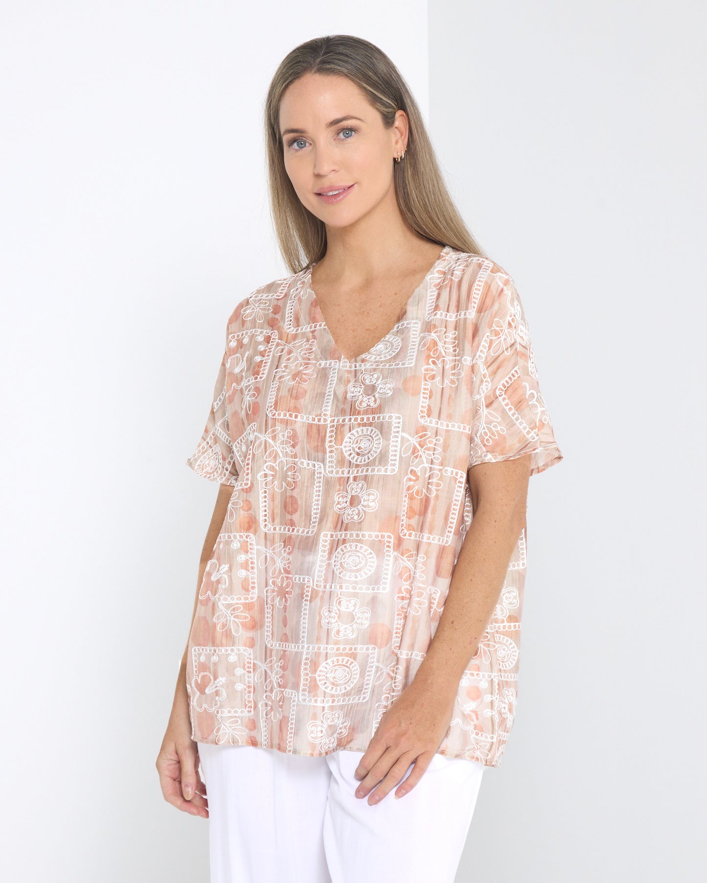 Sasha Embroidered Top - Desert Taupe
