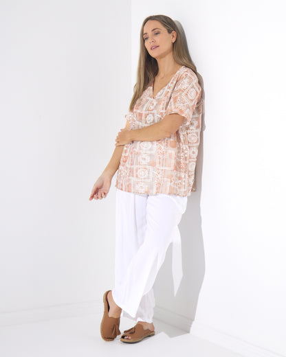 Sasha Embroidered Top - Desert Taupe