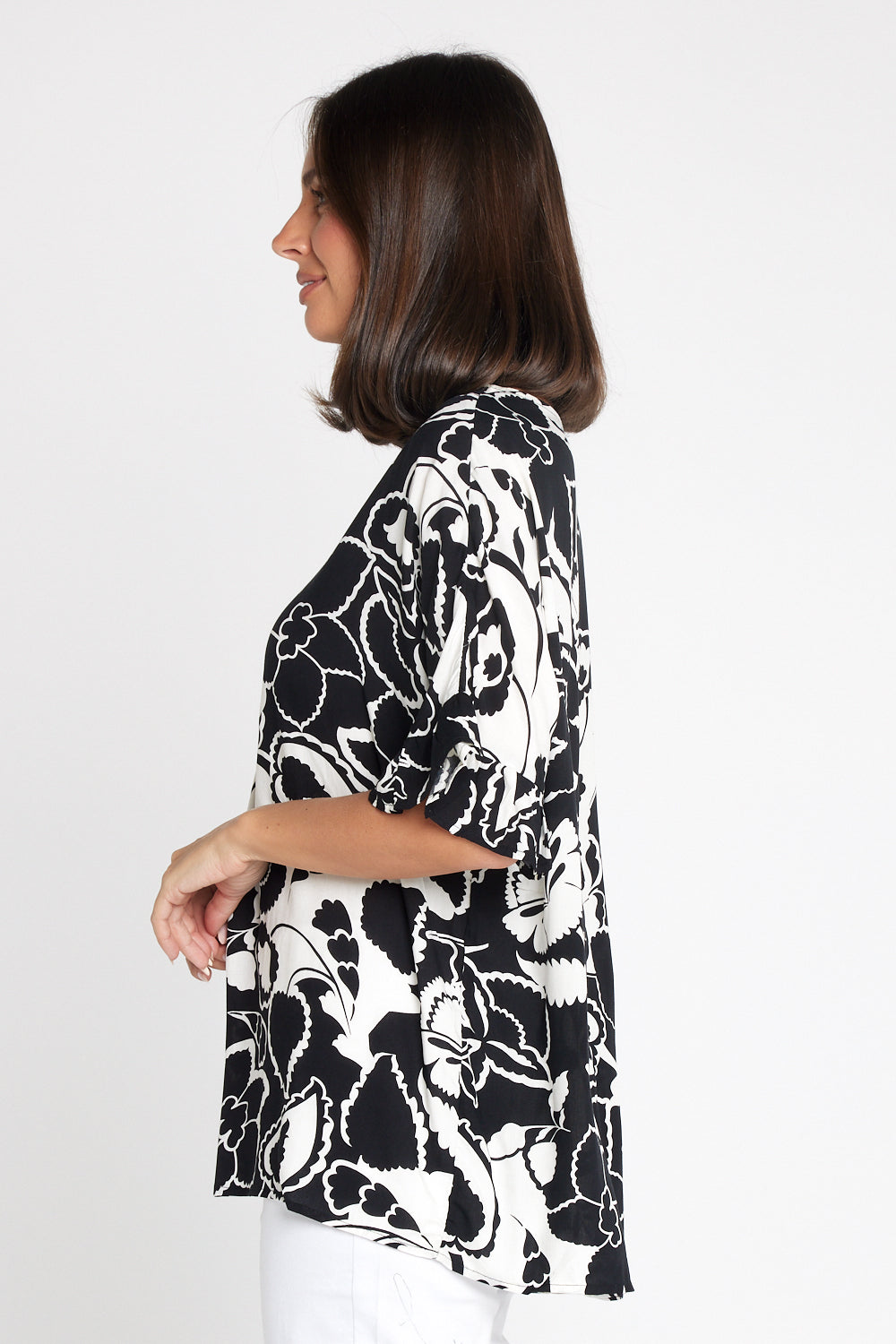 Farren Top - Black/Ivory Botanical