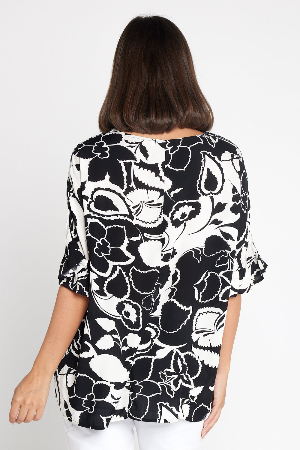 Farren Top - Black/Ivory Botanical