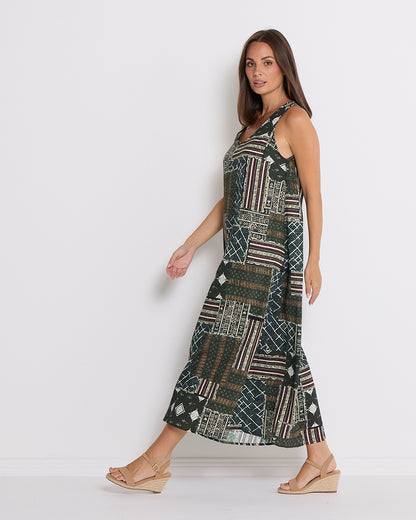 Archie Sleeveless Maxi Dress - Dark Forest Tapestry