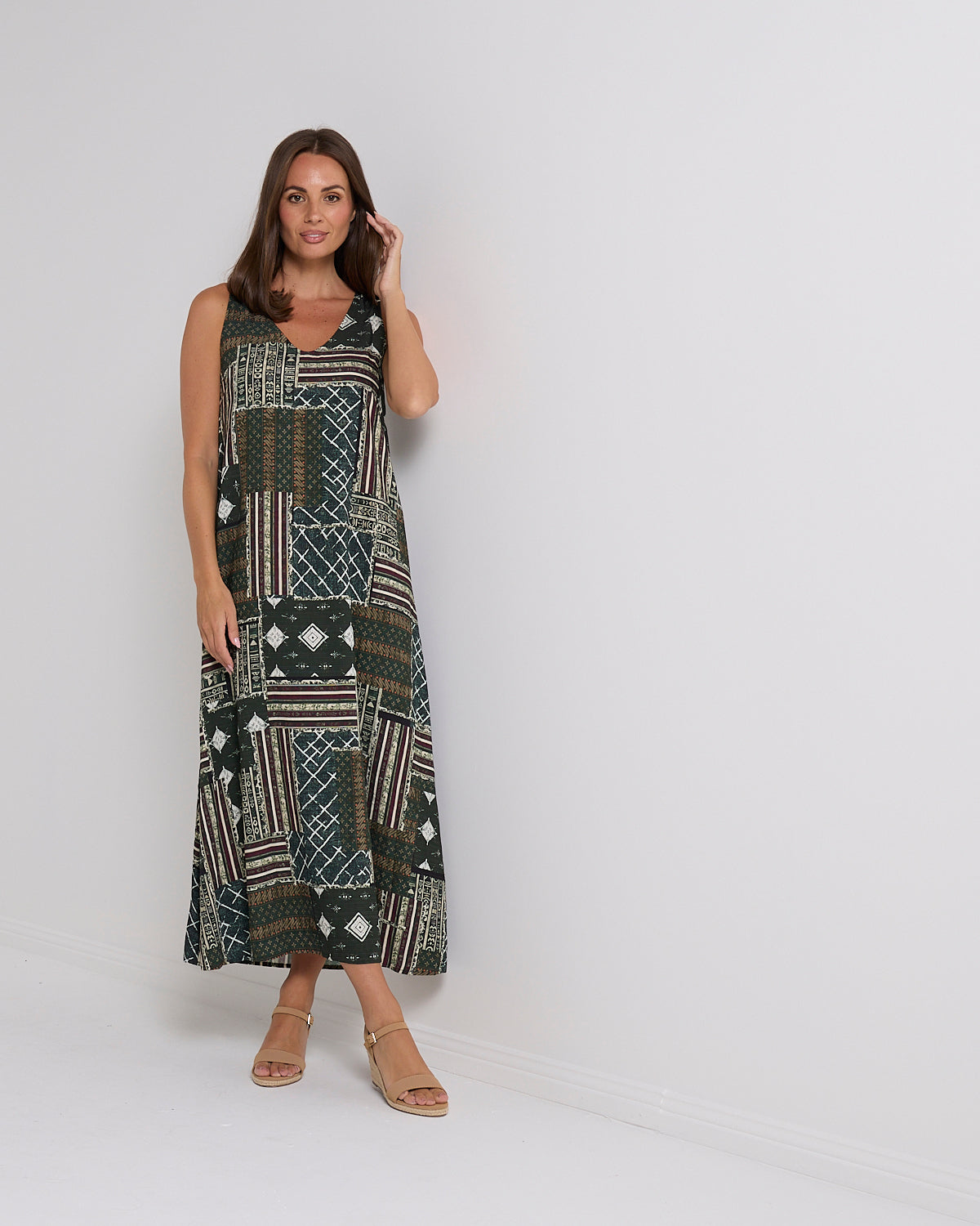 Archie Sleeveless Maxi Dress - Dark Forest Tapestry