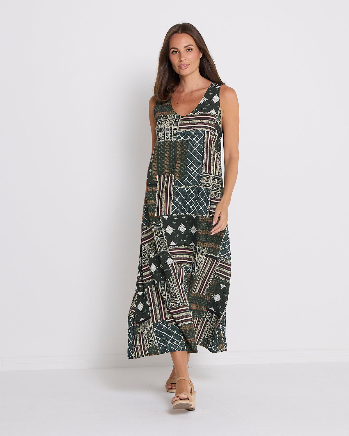 Archie Sleeveless Maxi Dress - Dark Forest Tapestry