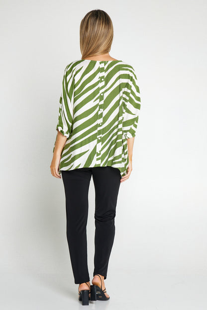 Amalia Top - Green Print