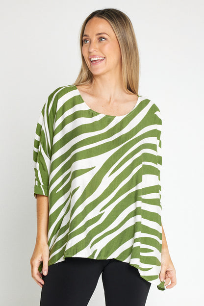 Amalia Top - Green Print